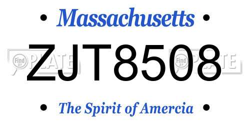 ZJT8508 Massachusetts License Plate