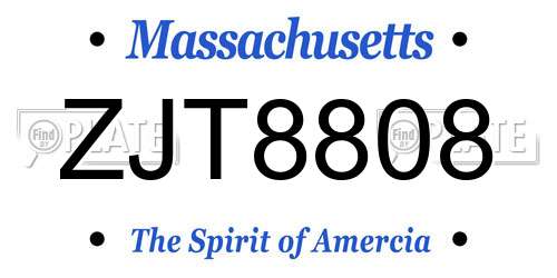 ZJT8808 Massachusetts License Plate