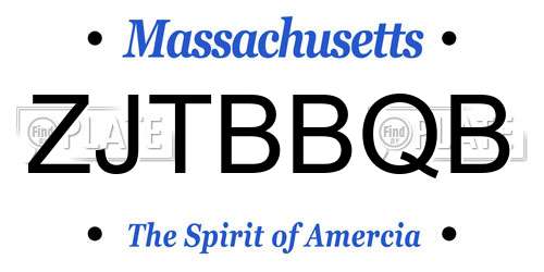 ZJTBBQB Massachusetts License Plate