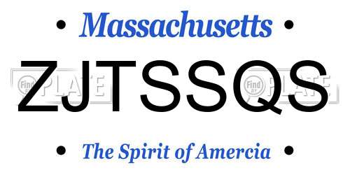 ZJTSSQS Massachusetts License Plate