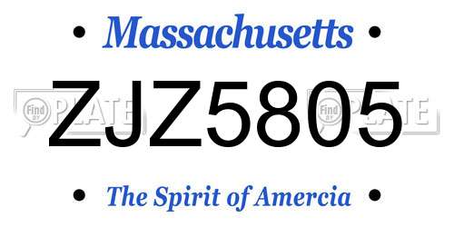 ZJZ5805 Massachusetts License Plate