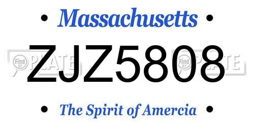 ZJZ5808 Massachusetts License Plate