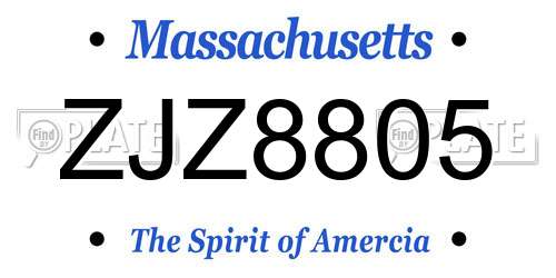 ZJZ8805 Massachusetts License Plate