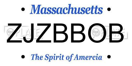 ZJZBBOB Massachusetts License Plate