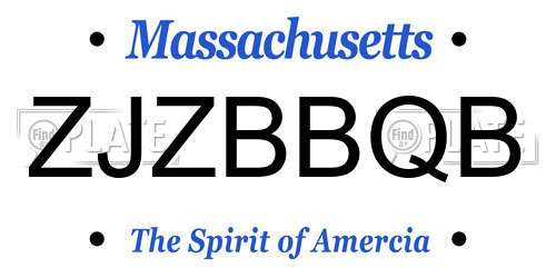 ZJZBBQB Massachusetts License Plate