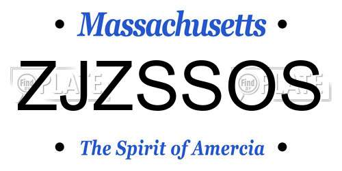 ZJZSSOS Massachusetts License Plate