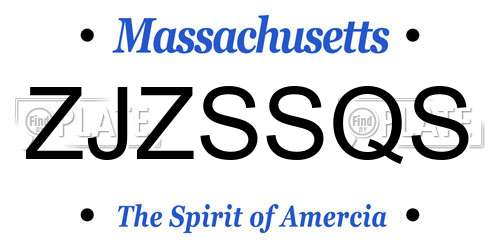 ZJZSSQS Massachusetts License Plate