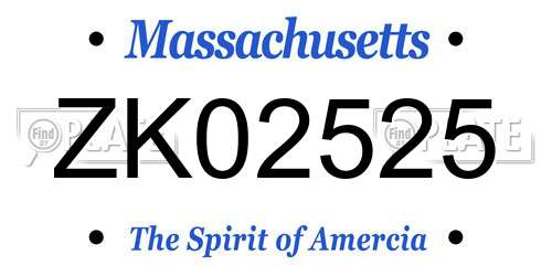 ZK02525 Massachusetts License Plate