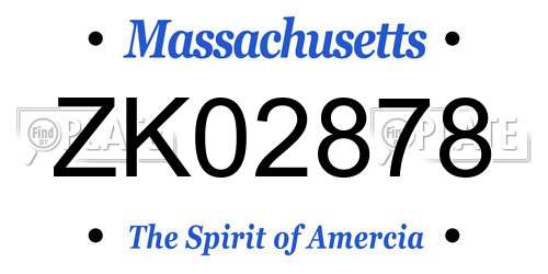 ZK02878 Massachusetts License Plate