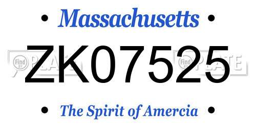 ZK07525 Massachusetts License Plate
