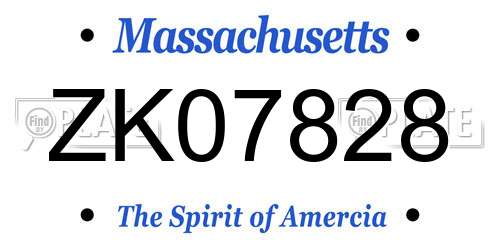 ZK07828 Massachusetts License Plate