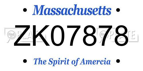 ZK07878 Massachusetts License Plate