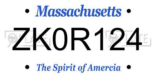 ZK0R124 Massachusetts License Plate