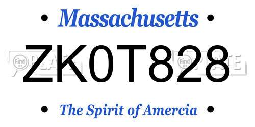 ZK0T828 Massachusetts License Plate