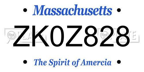 ZK0Z828 Massachusetts License Plate