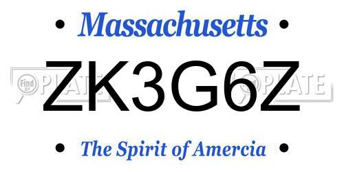ZK3G6Z Massachusetts License Plate