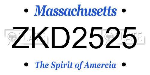ZKD2525 Massachusetts License Plate