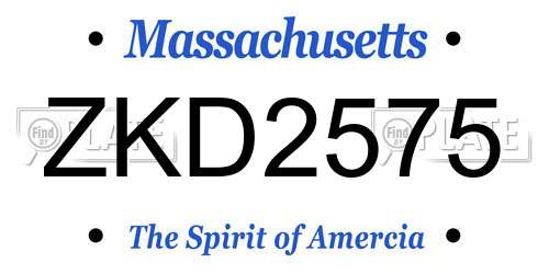 ZKD2575 Massachusetts License Plate