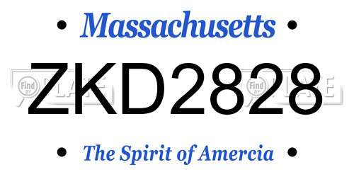 ZKD2828 Massachusetts License Plate