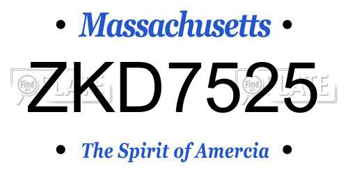 ZKD7525 Massachusetts License Plate