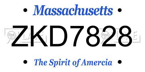 ZKD7828 Massachusetts License Plate
