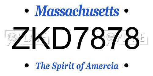ZKD7878 Massachusetts License Plate