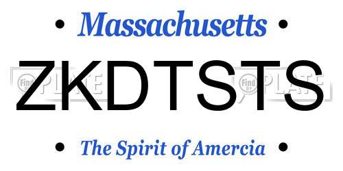 ZKDTSTS Massachusetts License Plate