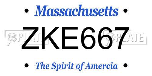 ZKE667 Massachusetts License Plate