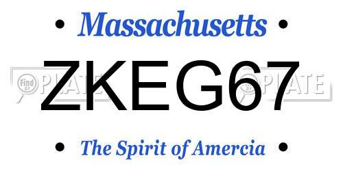 ZKEG67 Massachusetts License Plate