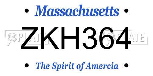 ZKH364 Massachusetts License Plate