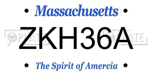 ZKH36A Massachusetts License Plate