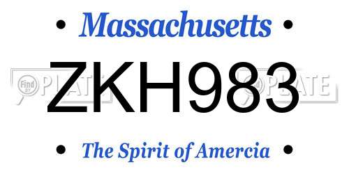 ZKH983 Massachusetts License Plate