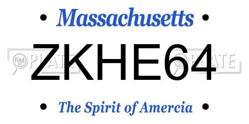 ZKHE64 Massachusetts License Plate