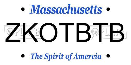 ZKOTBTB Massachusetts License Plate