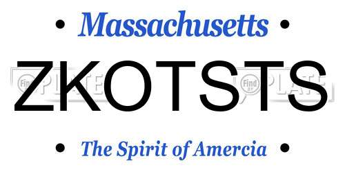ZKOTSTS Massachusetts License Plate