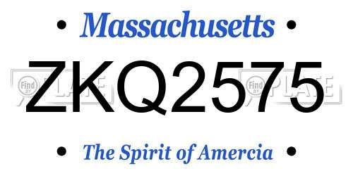 ZKQ2575 Massachusetts License Plate