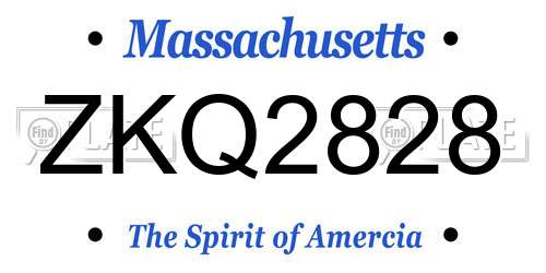ZKQ2828 Massachusetts License Plate