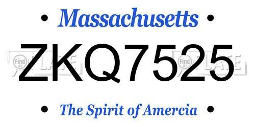 ZKQ7525 Massachusetts License Plate