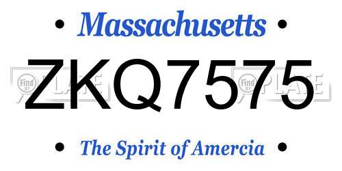 ZKQ7575 Massachusetts License Plate