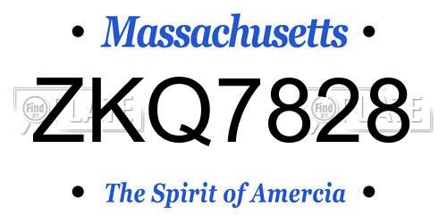 ZKQ7828 Massachusetts License Plate