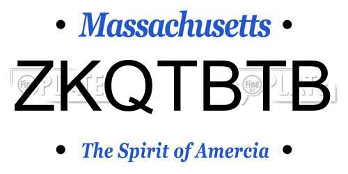 ZKQTBTB Massachusetts License Plate