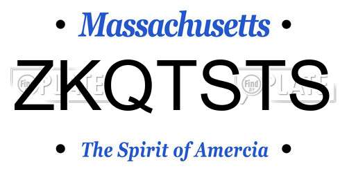 ZKQTSTS Massachusetts License Plate