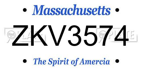 ZKV3574 Massachusetts License Plate
