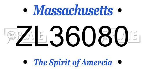 ZL36080 Massachusetts License Plate