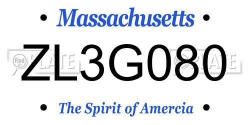ZL3G080 Massachusetts License Plate