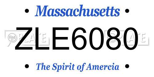 ZLE6080 Massachusetts License Plate