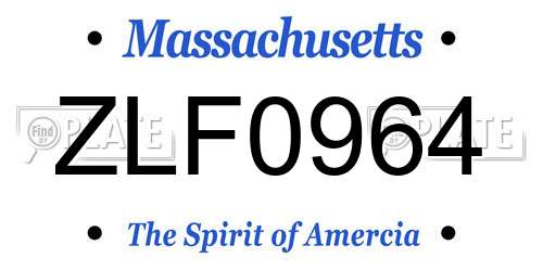 ZLF0964 Massachusetts License Plate