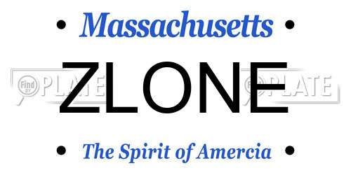 ZLONE Massachusetts License Plate