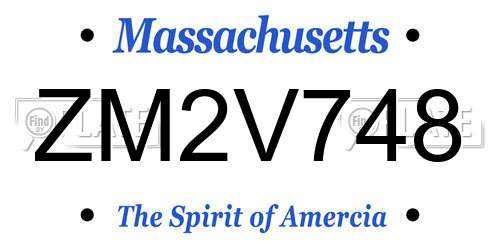 ZM2V748 Massachusetts License Plate