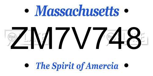 ZM7V748 Massachusetts License Plate